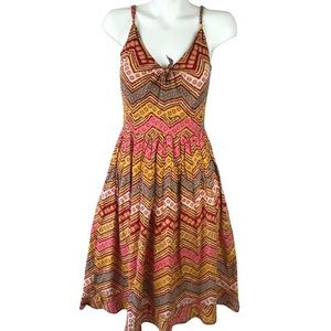 Size 2 Odille Sleeveless Multicolor Retro Dress